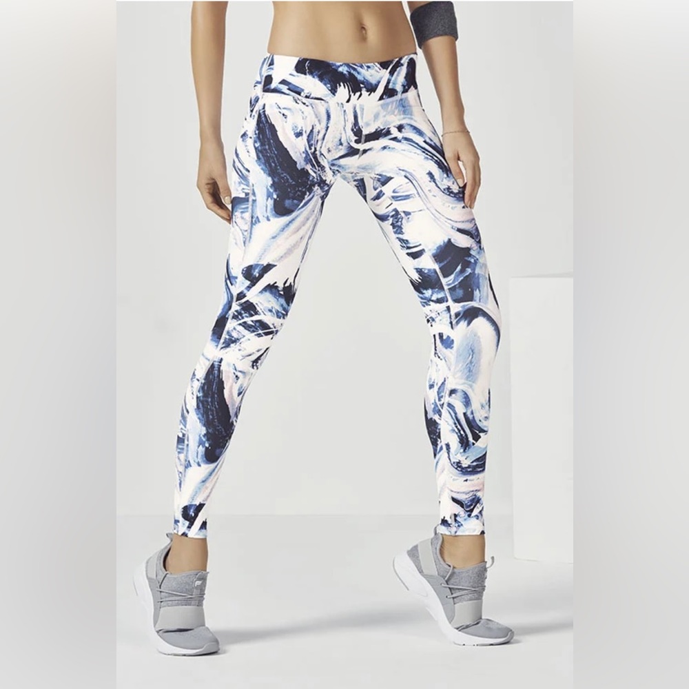 FABLETICS Women’s Blue White & Pink Marble High Rise Leggings Size M